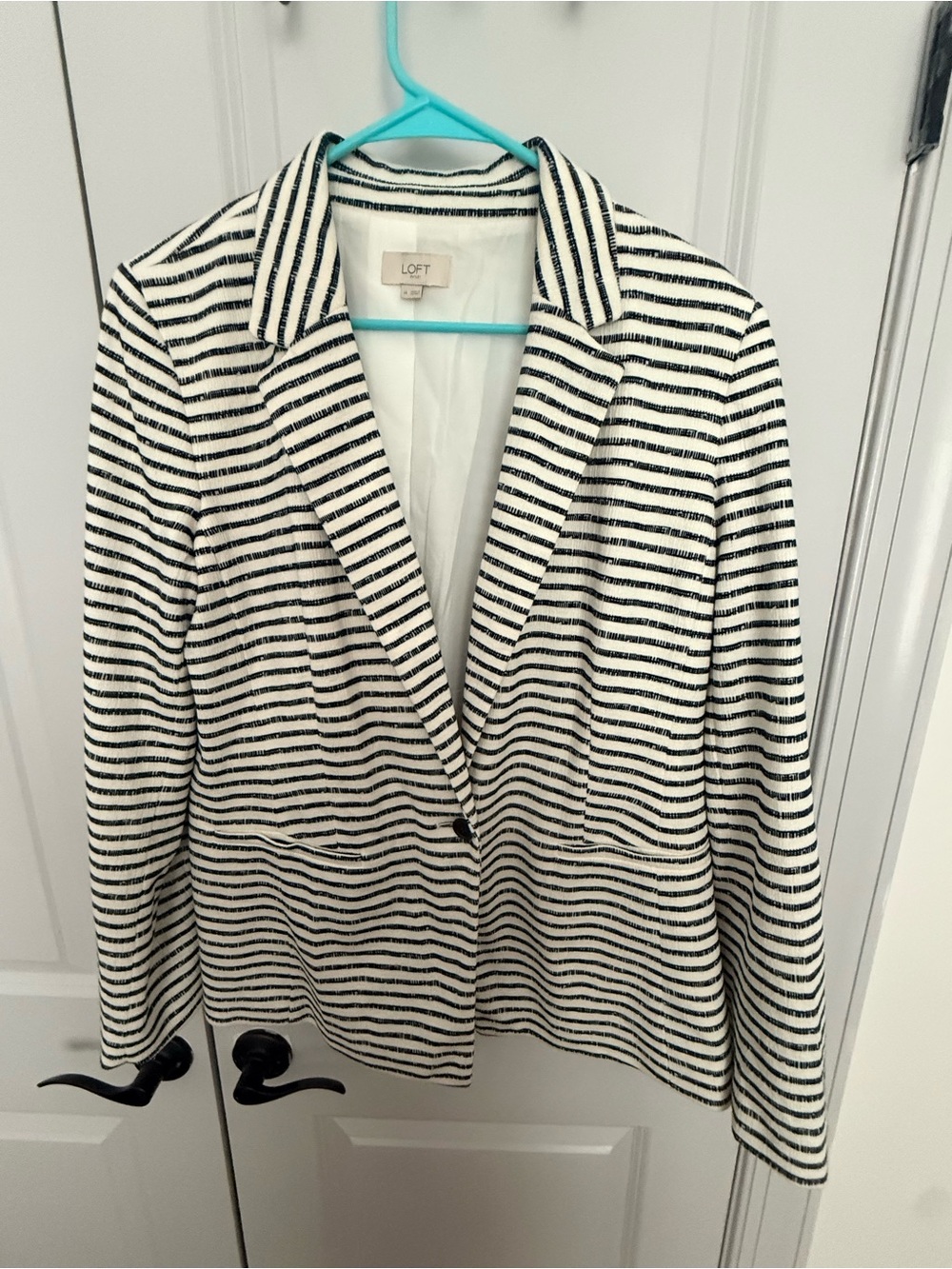 LOFT Outlet Navy & White Striped Women's Blazer